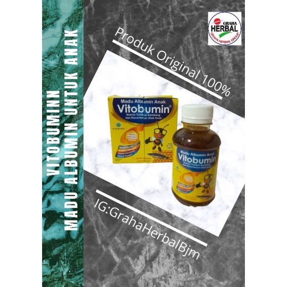 

MADU ALBUMIN ANAK VITOBUMIN ORIGINAL 150 ML - MENINGKATKAN NAFSU MAKAN. MENINGKATKAN KECERDASAN ANAK