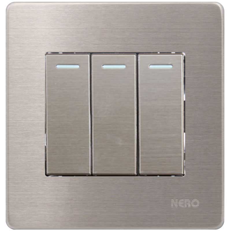 STAINLESS V81631-Stainless Saklar 3 Gang NERO