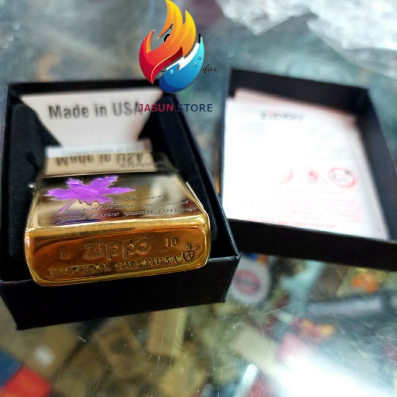 Korek Api Zippo Premium Original Gold Ice Emboss Grafir Motif Honey COD