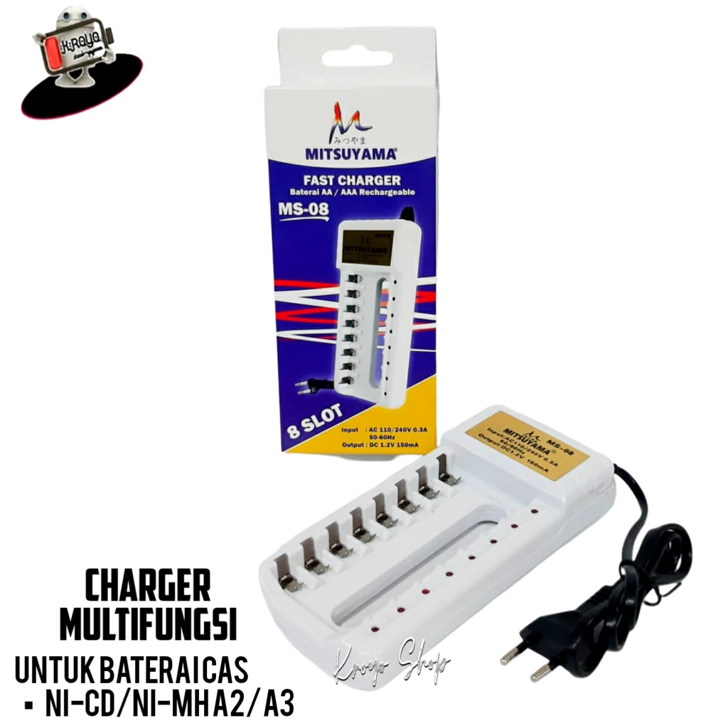 Charger Baterai MitsuyamaType AA /AAA Fast Charging DC 1.2v - 150mA  8 Slot