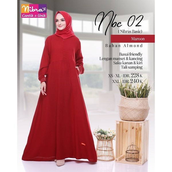 Gamis Dewasa Nibra's Nbc 02 Maroon