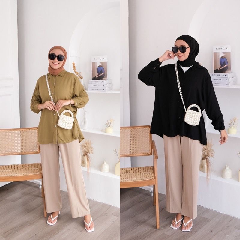 1KG MUAT 5PCS | STARLA OVERSIZE SHIRT TOP RAYON PREMIUM HITS OOTD SELEBGRAM FASHION GROSIR MURAH WANITA