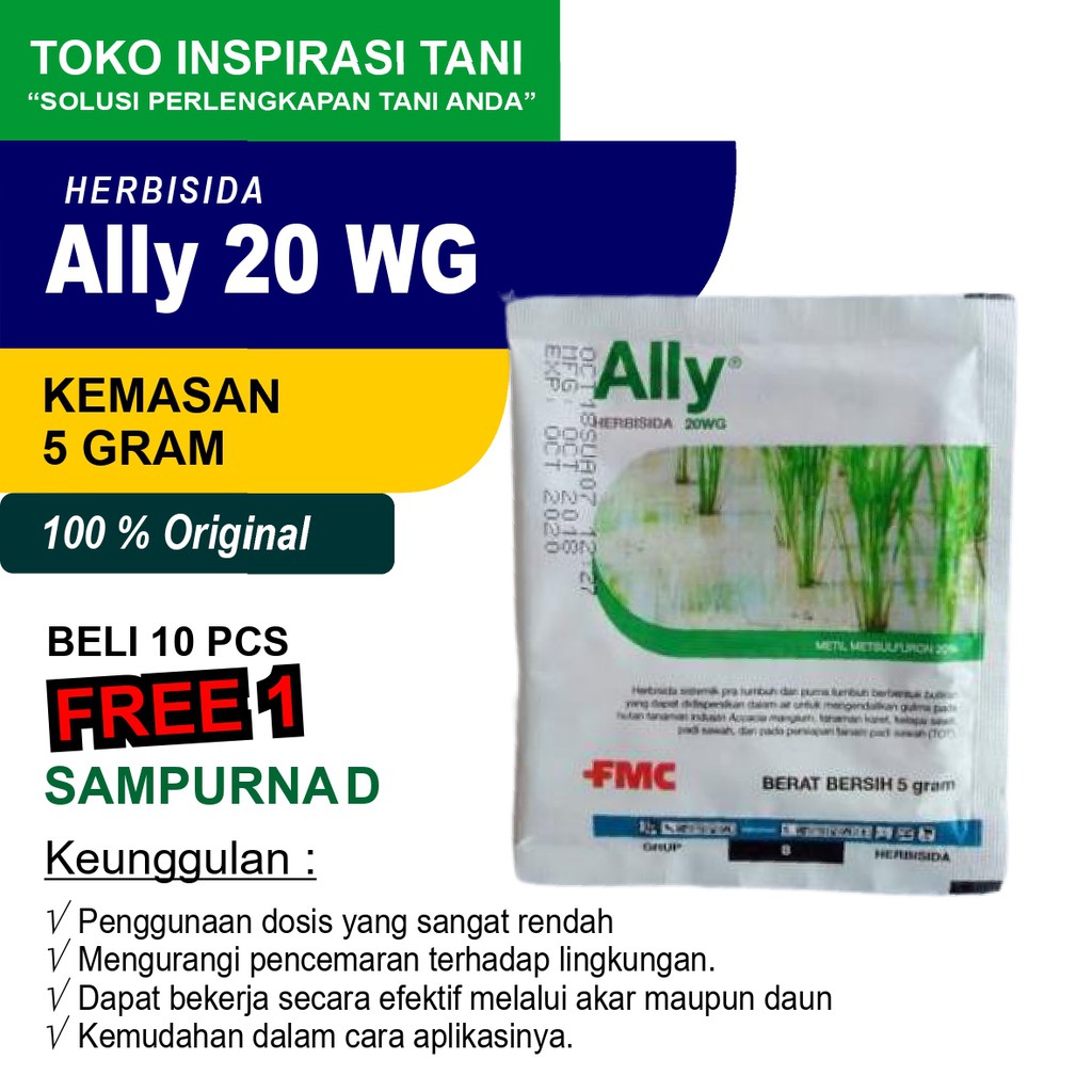 Ally 20WG Herbisida sistemik pengendali Gulma/Herbisida Ally 20 WG Kemasan 5 gram/Ally 20 WG 5 gram