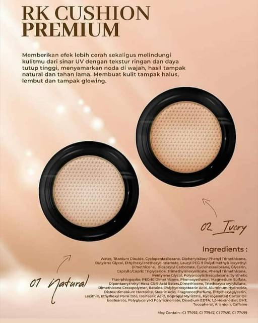 RK CUSHION PREMIUM ORIGINAL 100% ( GLOWING SEPANJANG HARI )