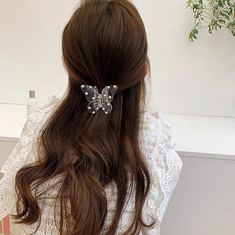 Korean Style Transparent Butterfly Hair Clip Retro Temperament Acrylic Clip