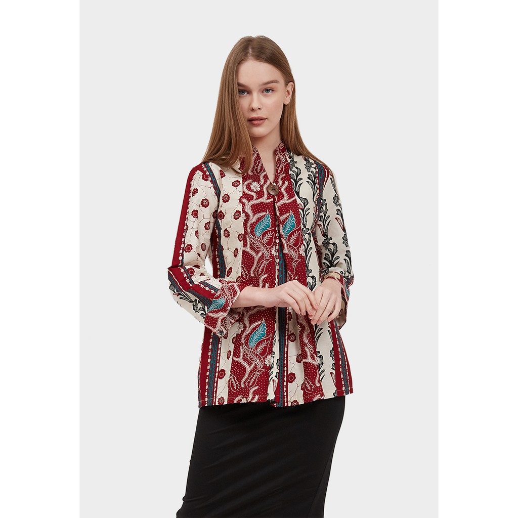 Arjuna Weda Blouse Batik  Lereng  Balpung Merah Shopee 