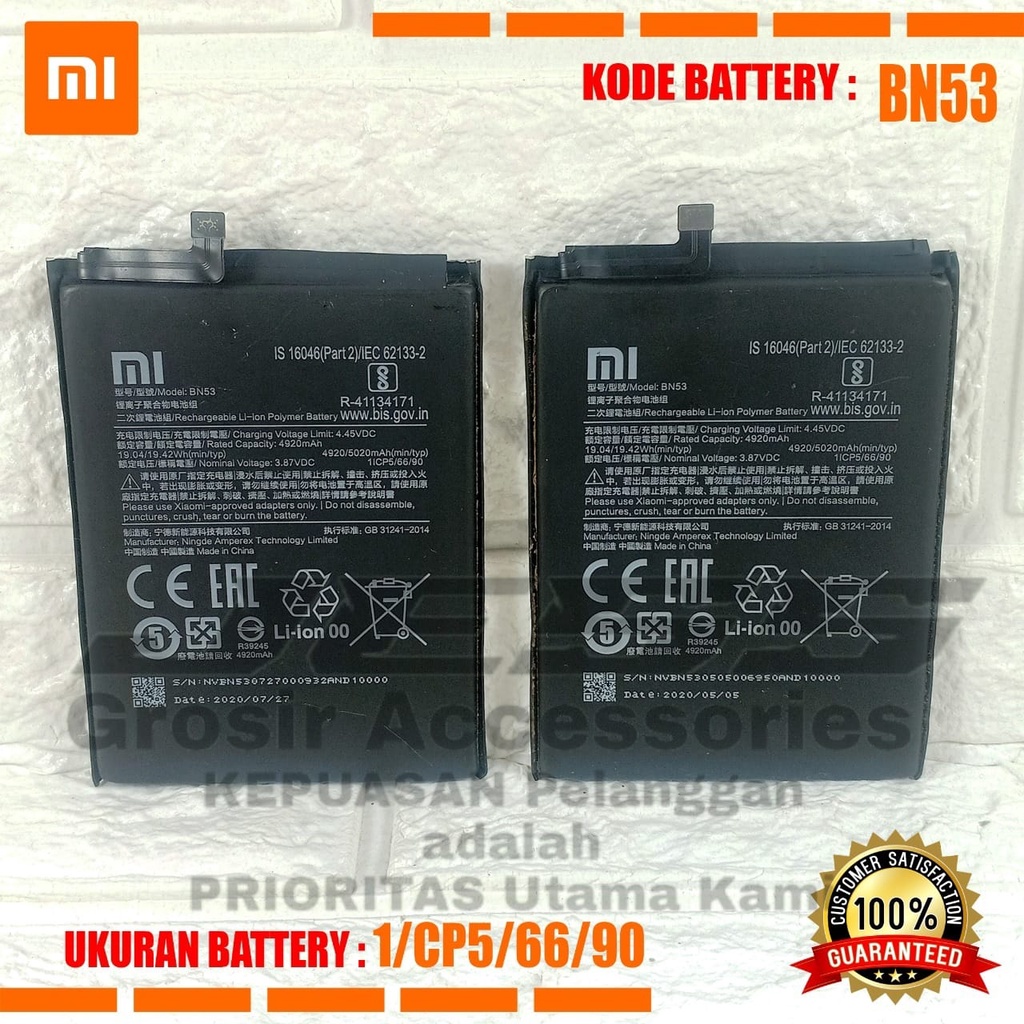 Baterai Original Xiaomi Redmi Note 9 Pro - Note 10 Pro - Pocophone Poco M2 Pro Kode Battery BN53 BN-53