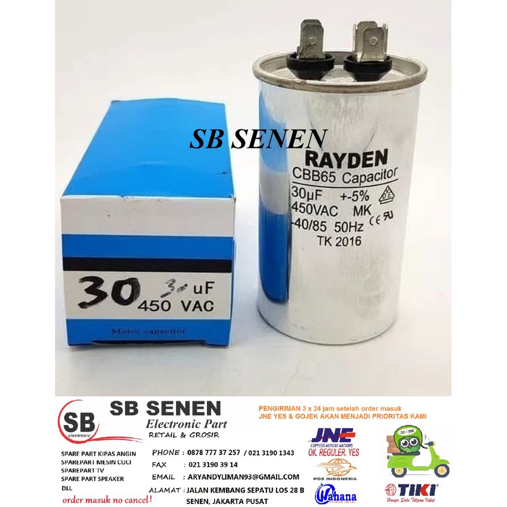 KAPASITOR AC 30uf capacitor AC 1/2PK CBB65