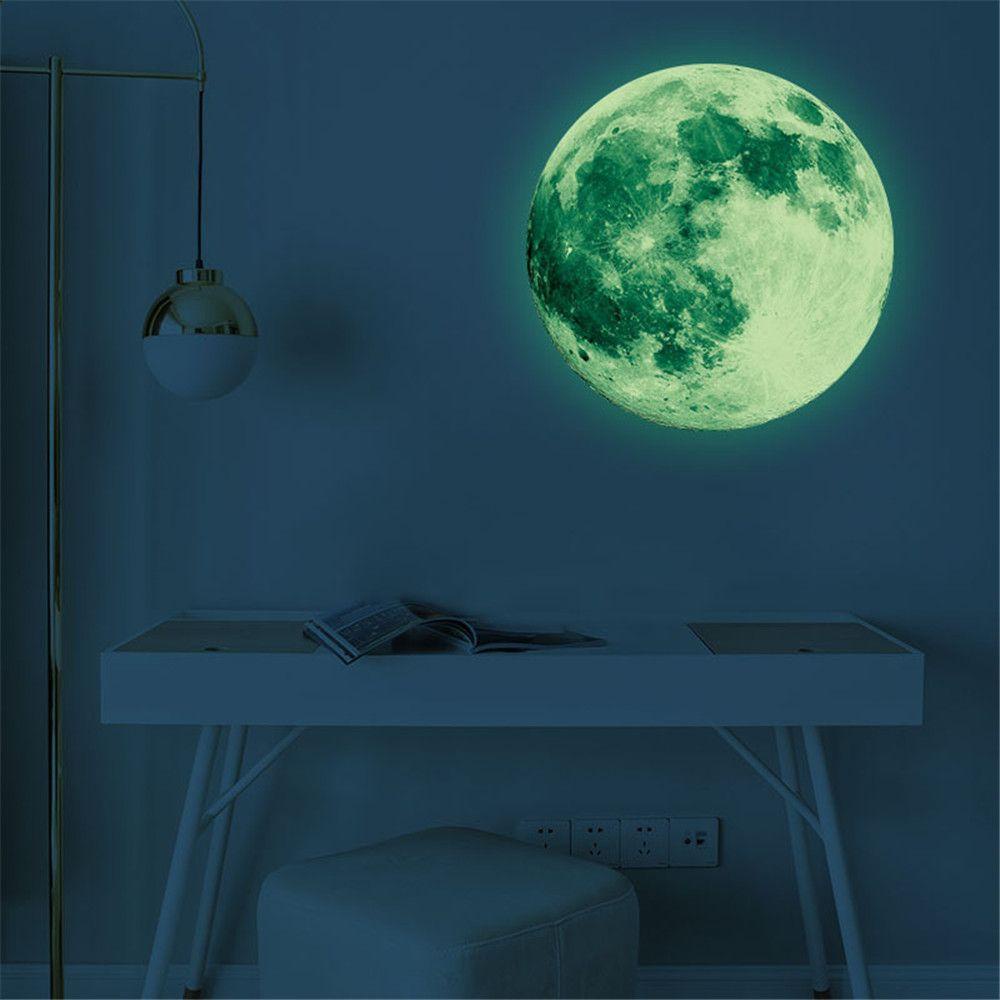 R-flower Luminous Moon 3d Stiker Dinding Untuk Kamar Anak Kamar Tidur PVC Bumi Kartun Dekorasi Rumah