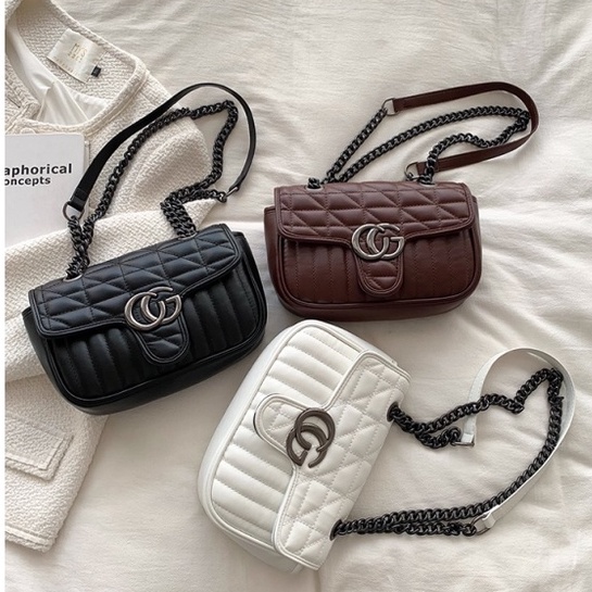 BJ63390 - BLACK/COFFEE/WHITE - TAS WANITA FASHION IMPORT MODIS ELEGAN TERMURAH TERLARIS TERBARU BAGSTORE JAKARTA TAS BATAM ZC3390