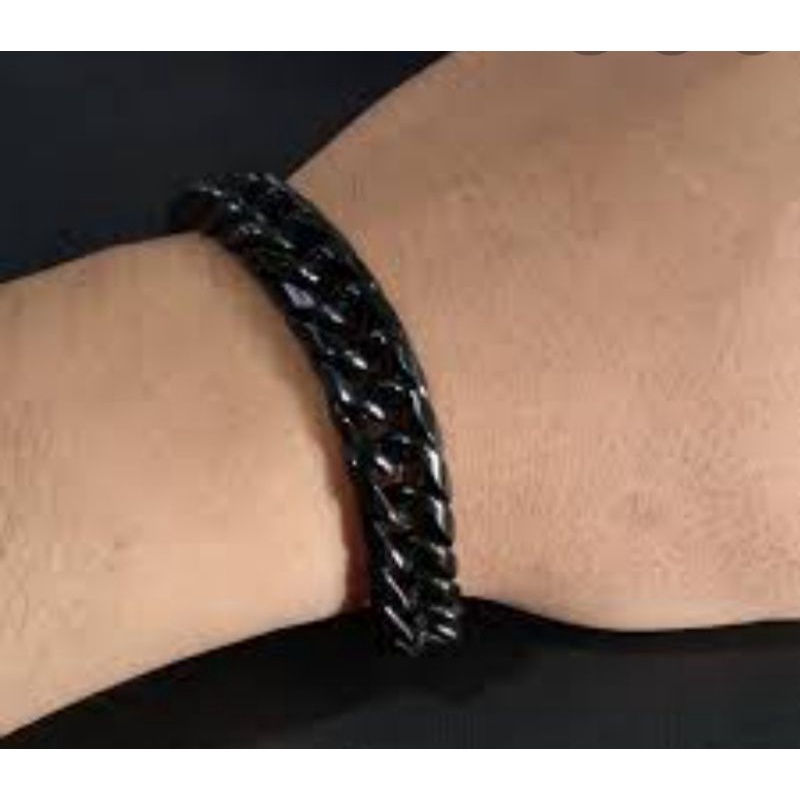 gelang titanium pria hitam polos