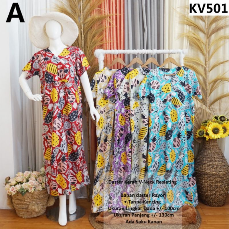 Daster kerah V Neck resleting