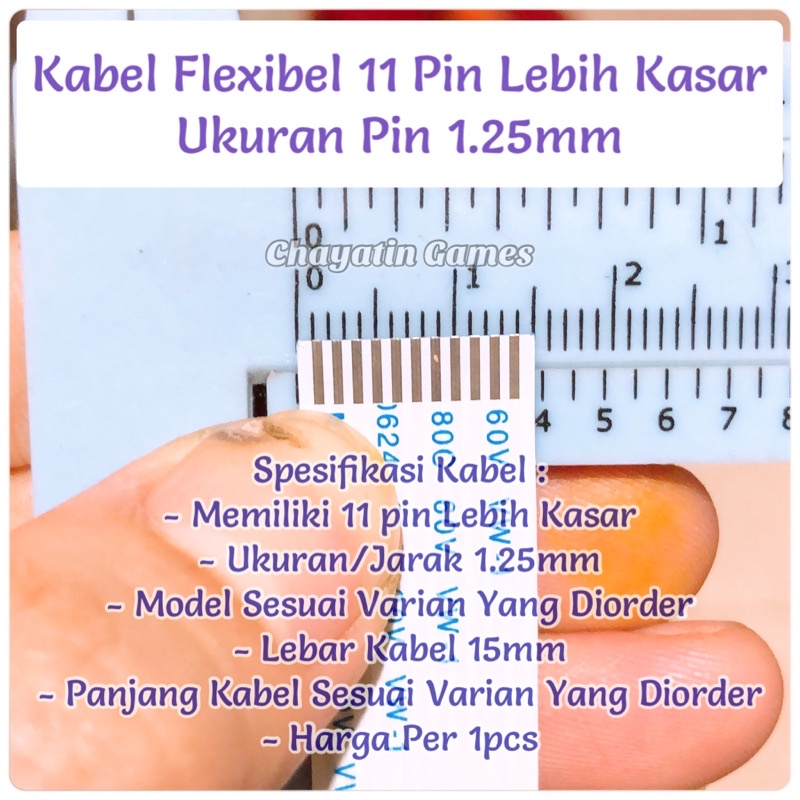 Kabel Flexibel 11 Pin Lebih Kasar Model &amp; Panjang Varian Jarak 1.25mm