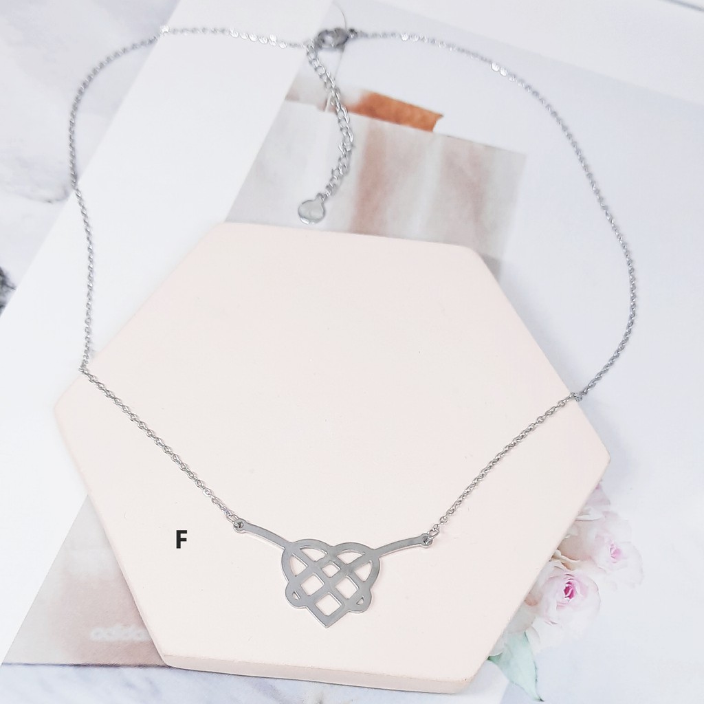 Kalung Ikatan Cinta Andin Titanium Premium IC Love Rose Gold Silver- BN234