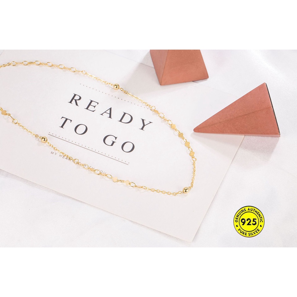 Kalung Rantai Manik-Manik Bulat 18K Untuk Wanita