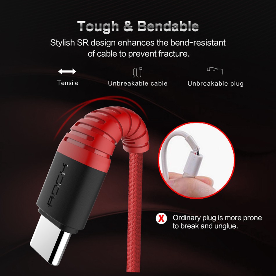 ROCK Hi-Tensile USB Typ C Cable Quick Charge &amp; Sync