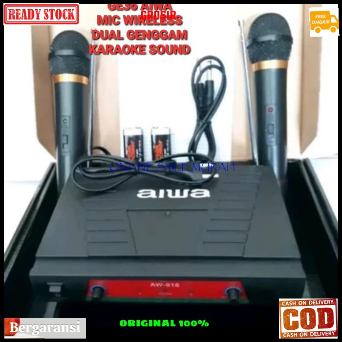 G36 Aiwa naiwa mic wireless system wireles sistem karaoke vokal vocal microphone mic mikrophone profesional pro sound audio panggung dj studio G36  1receiver +2 mic BISA DIGUNAKAN SEGALA JENIS AUDIO SOUN  Sepasang 2 unit mic handle pegang jarak 20 - 30 me