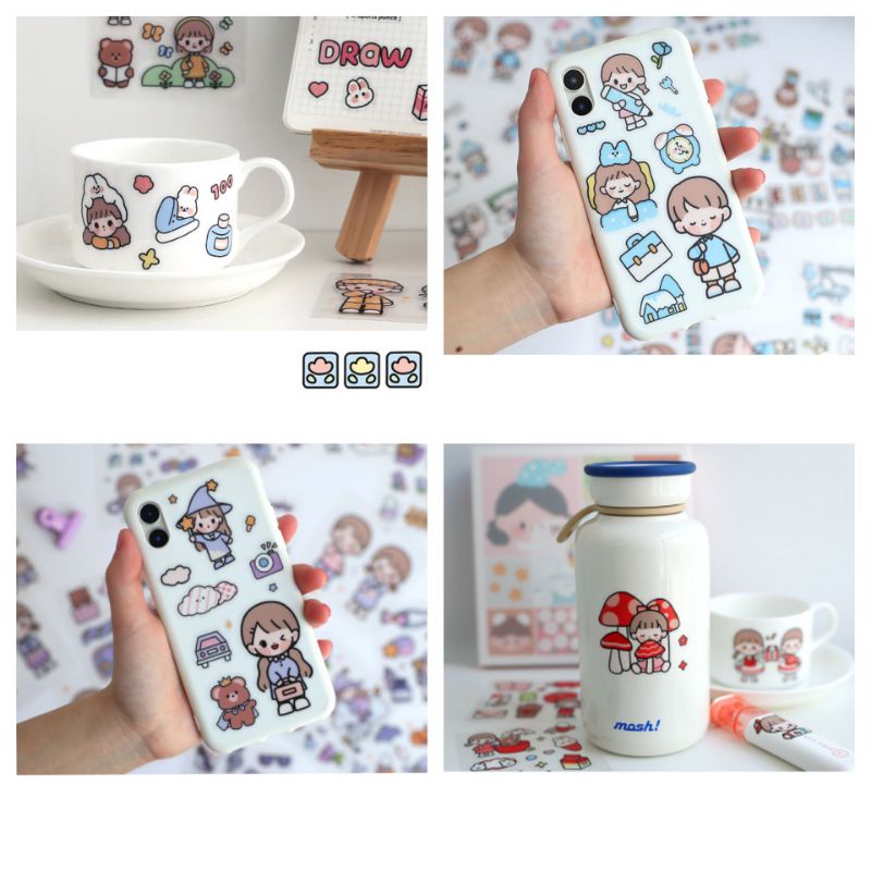 HUNAM Stiker Aesthetic Korea Tema Nice Day Gift Box Untuk Sticker Tumblr / Hp / Laptop