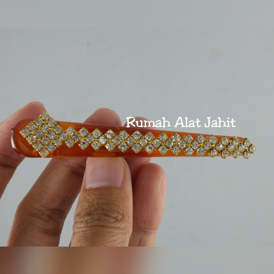 Jepit Rambut / Hair Clip Permata Baris Segi Empat 8cm