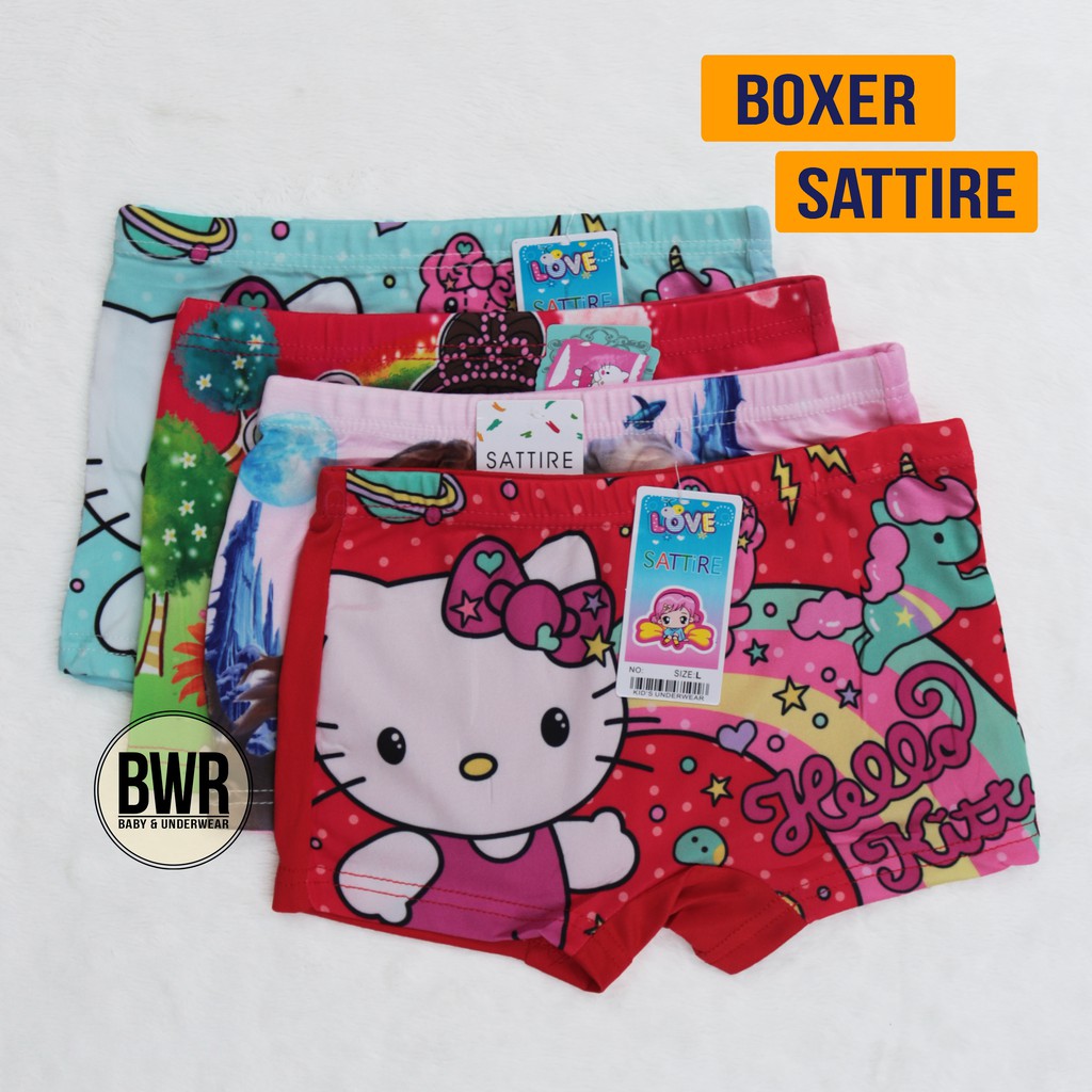 [ 6 Pcs ] Boxer Anak SATTIRE GIRL | Celana Dalam Anak Perempuan Motif Karakter | Bwr