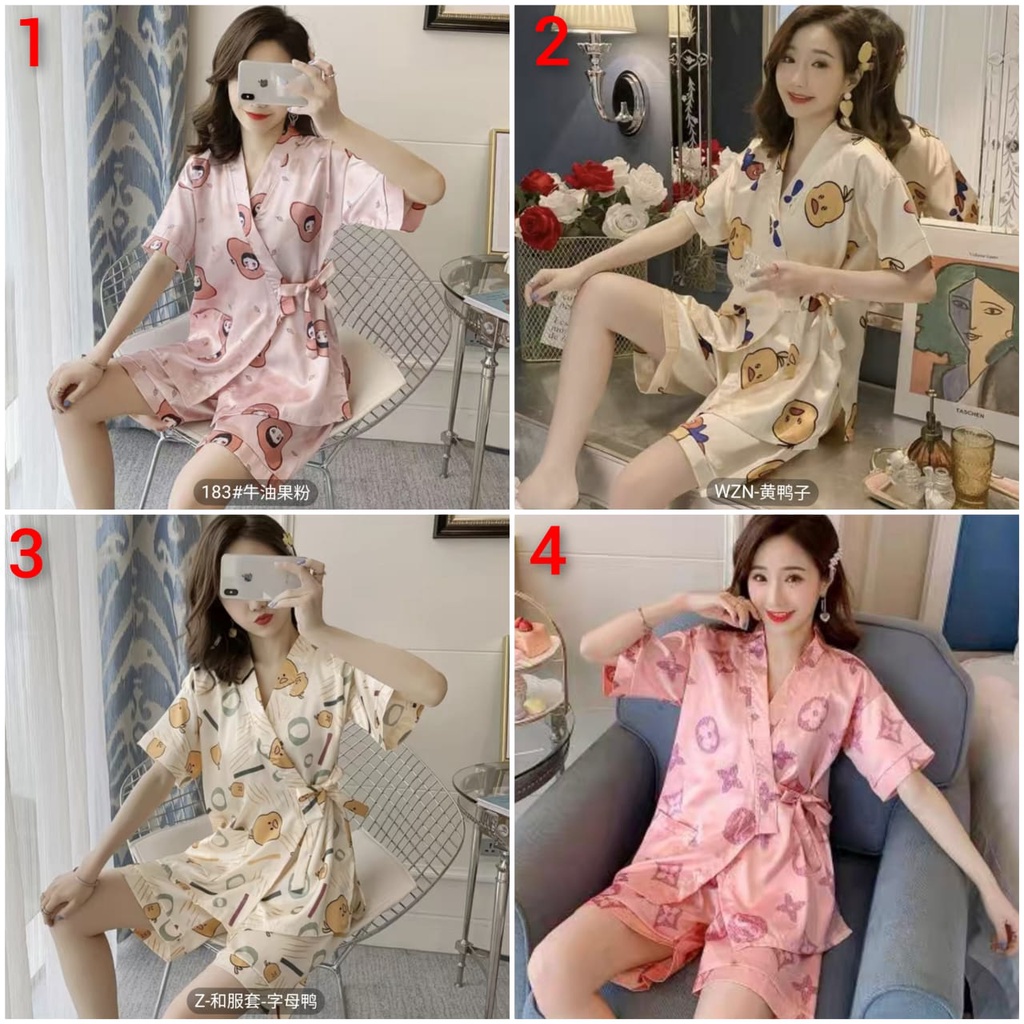 Baju tidur piyama pdk model kimono satin import