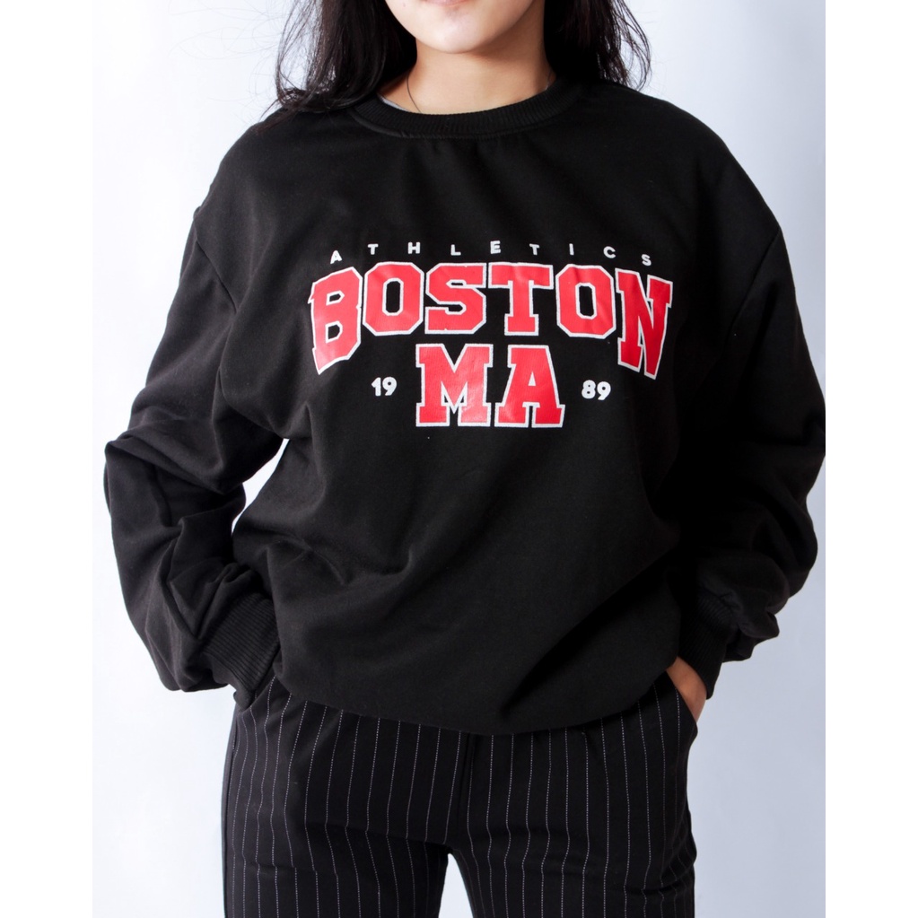 Baju Atasan Wanita Terbaru Sweater Wanita BOSTON Sweater Crewneck