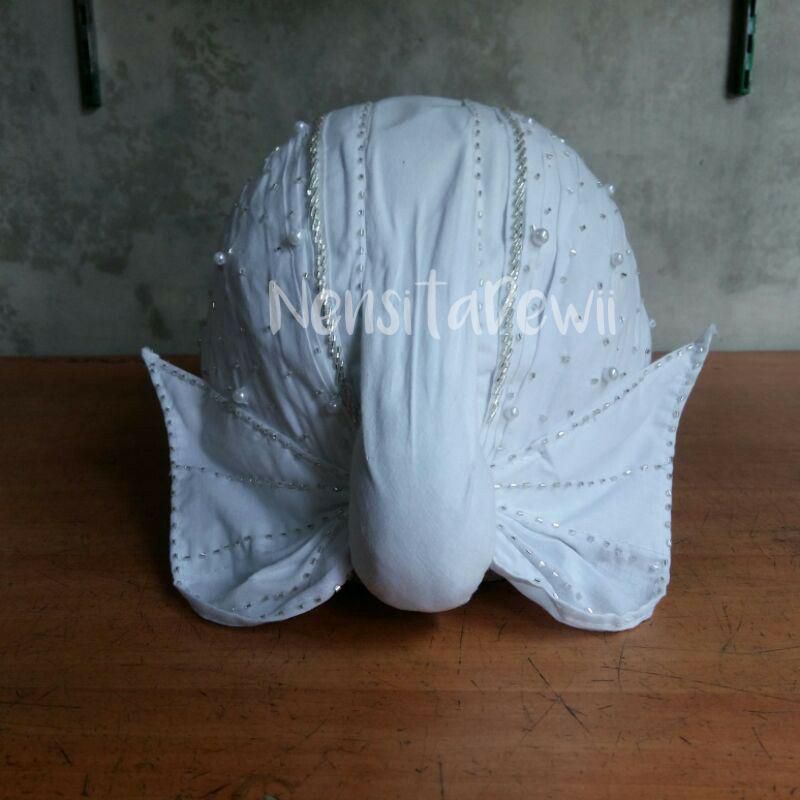 Blangkon Pengantin Jogja Payet / Putih