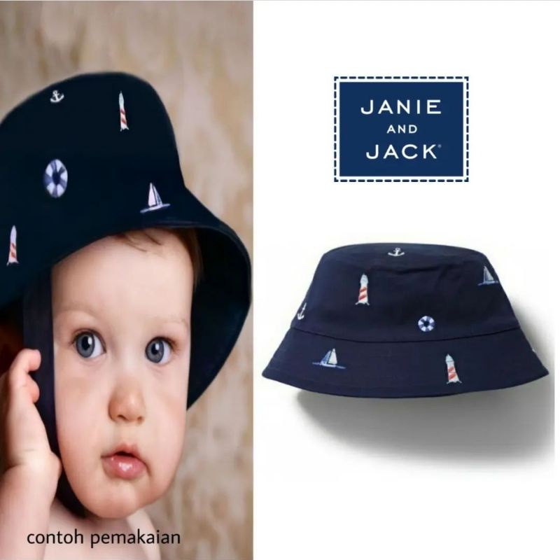 Size 6, 9, 12 bulan. Topi Hat, Kupluk Beanie Anak Bayi - Carter's, Janie & J*ck, Polo Ralph Laure*-Sailing Navy Bucket