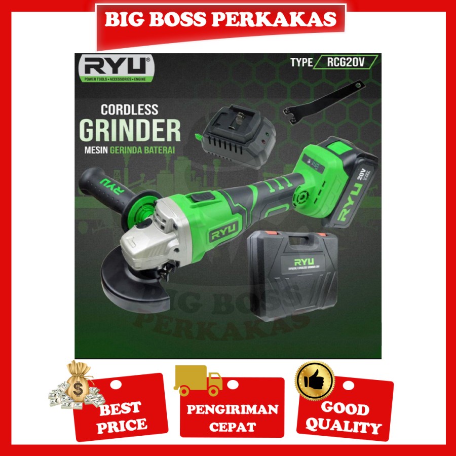 RYU MESIN GERINDA CORDLESS RCG20 V GURINDA BATERAI