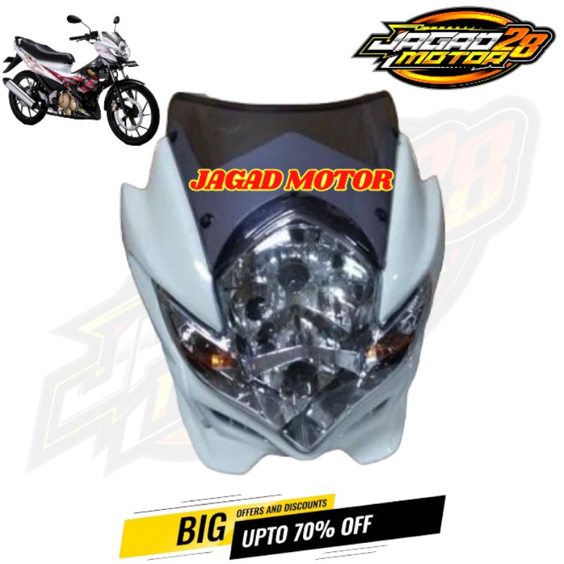 Batok Depan Satria Fu Barong 2011 2012 2013 Putih / Batok Kepala Depan Set Lampu Satria Fu Barong 2011 2012 2013 Putih / Lampu Depan Assy Satria Fu Barong 2011 2012 2013 Putih / Batok Reflektor Kepala Depan Suzuki Satria Fu 150 Barong Full Set Putih