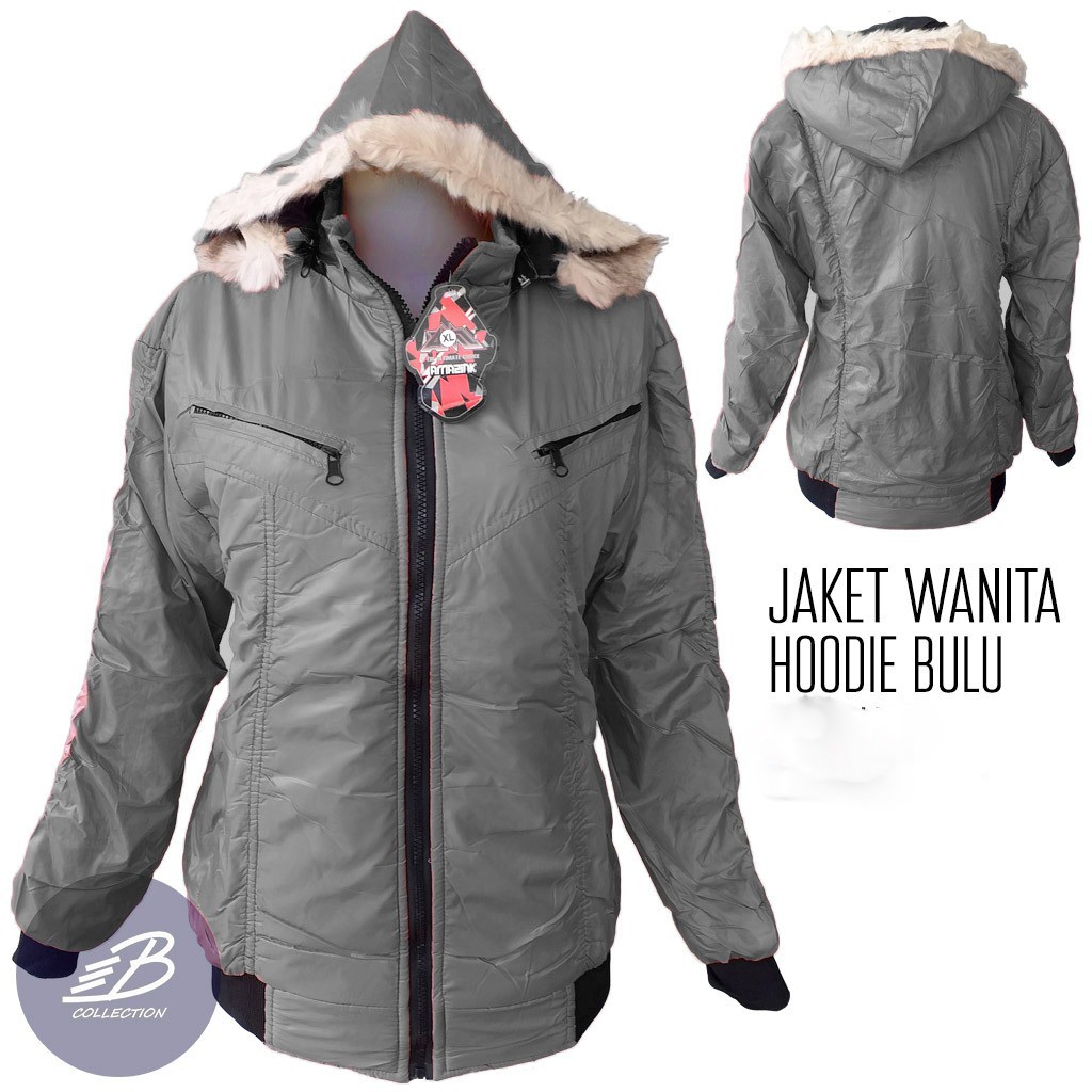 jaket parasut wanita bulu tebal