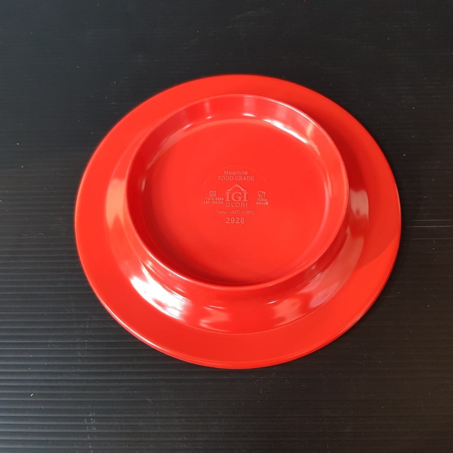 Piring Makan Sushi Jepang Bulat Original 6 inch Glori Melamin G2926 Hitam Putih