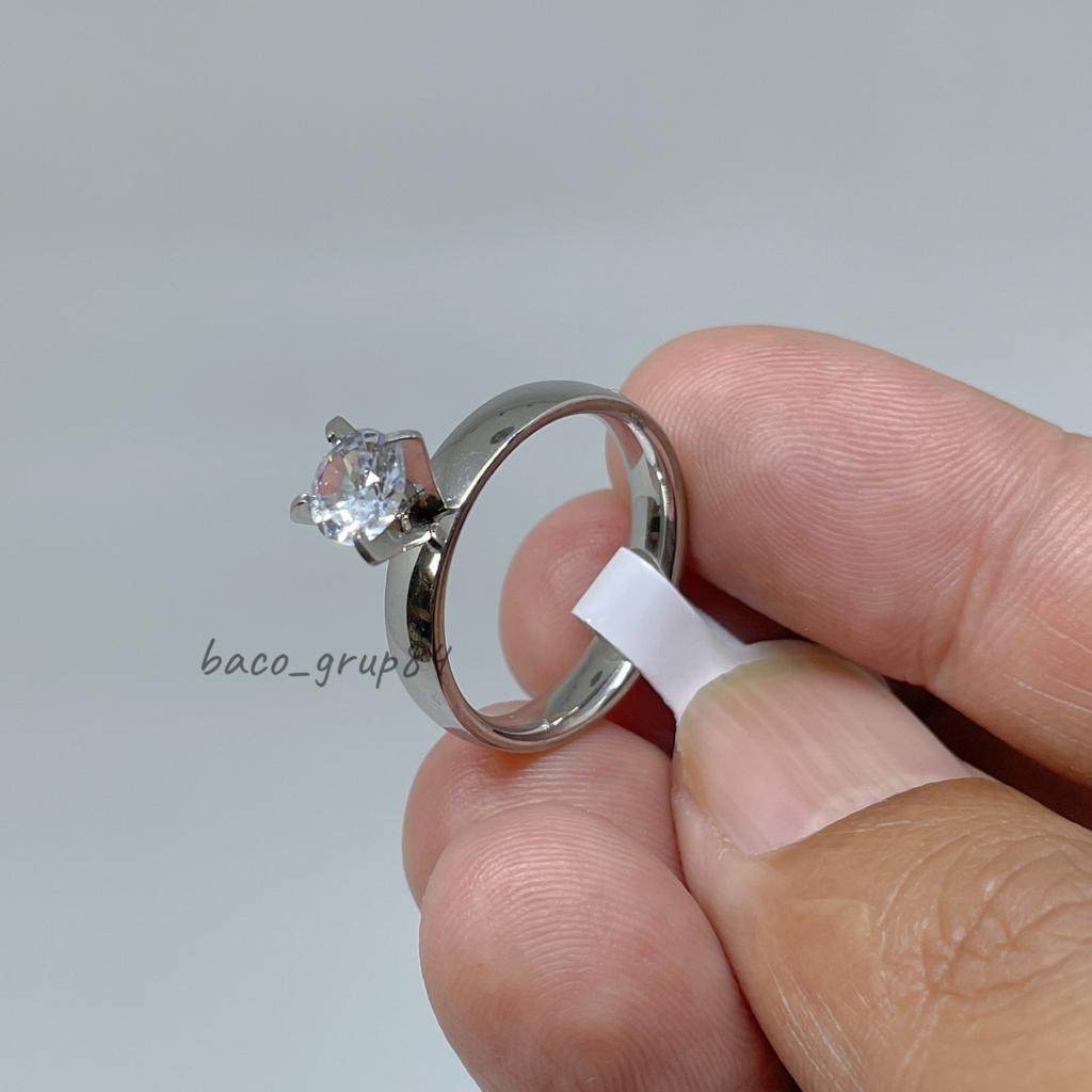 Cincin Titanium Polos Mata Berlian Putih C26 Awet Lama Tidak Karatan  Cincin Kawin Cincin Tunangan