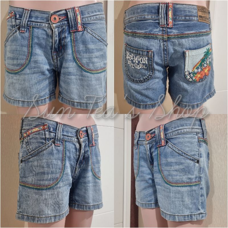 BLUE MOON BLUE Jeans blue hawaian denim casual shorts