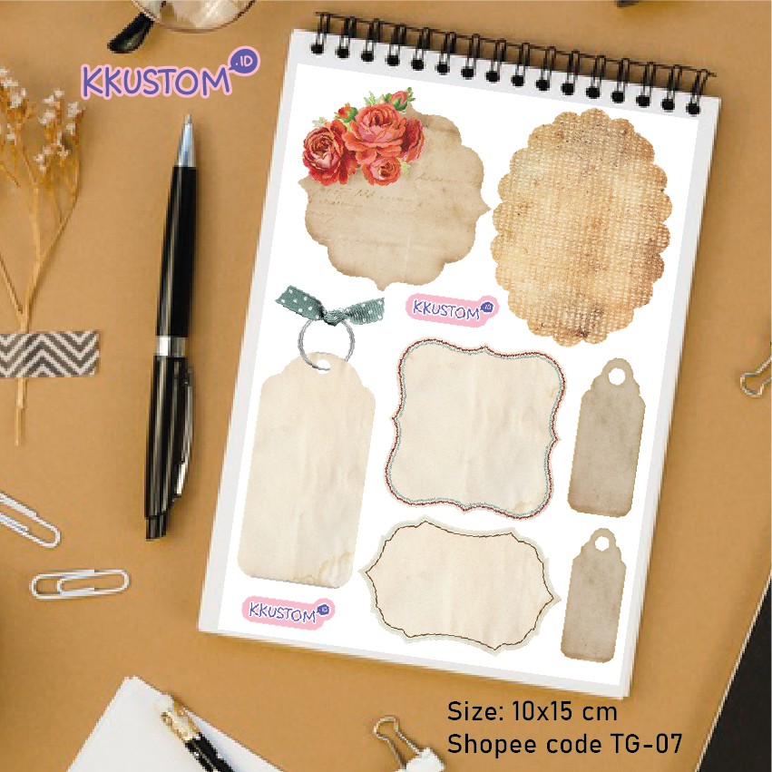 

TG-07 Stiker bujo dekor sticker bullet journal bentuk tags vintage