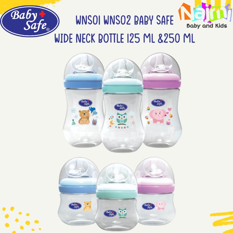 WN001 WN002 WN04 WN05 WN06 WN30 Baby Safe Wide Neck Milk Bottle (Babysafe botol susu) 125ml / 250ml