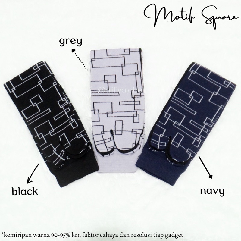 KAOS KAKI JEMPOL MUSLIMAH NILON “MOTIF SQUARE” by @alifiyalabel