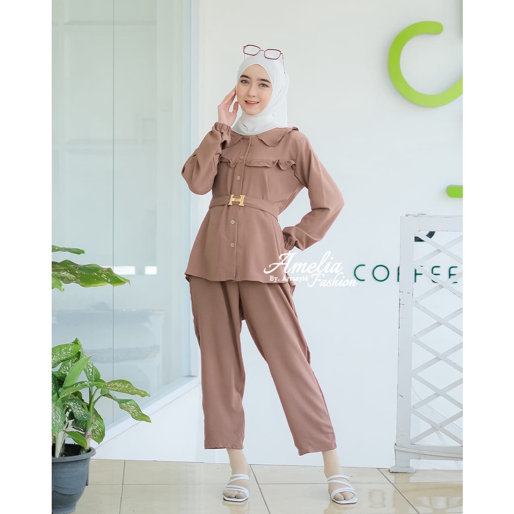 KIRANA AMELIA one set kringkel atasan mix celana terbaru long tunik kerja santai hangout busui hamil adem