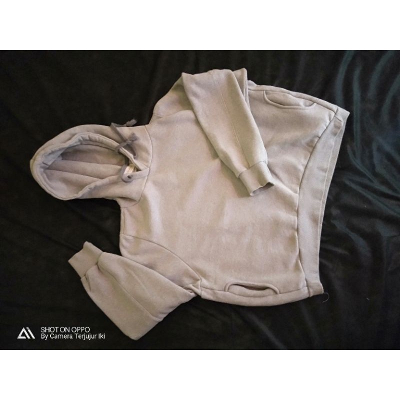 Hoodie wanita tebal dengan kerudung dan tali - second