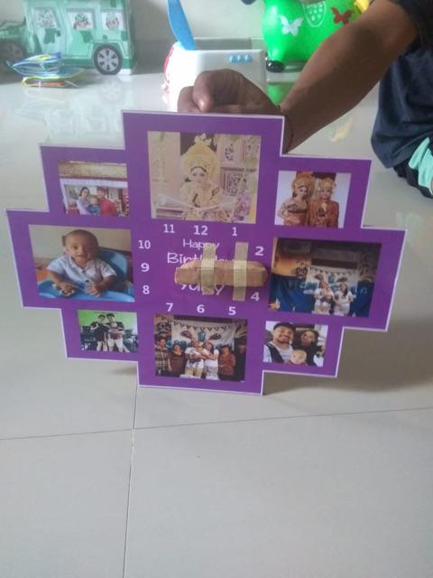 Jam Dinding Pigura Bingkai Foto Karakter Kartun Hadiah Kado Custom Ultah Ulang Tahun Wisuda Wedding