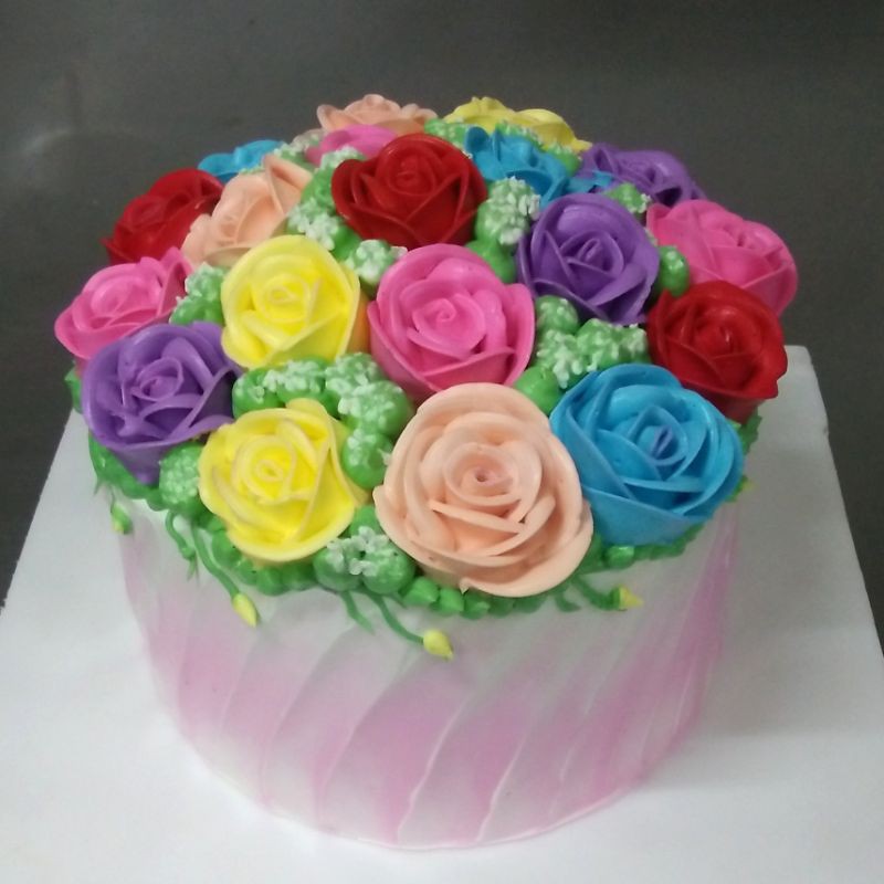 

Kue tart motif bunga mawar/rose cake