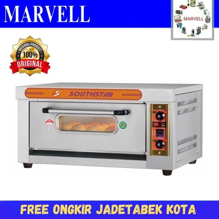 OVEN GAS 1 DECK 2 TRAY SOUTHSTAR OVEN ROTI KUE STAINLESS OTOMATIS
