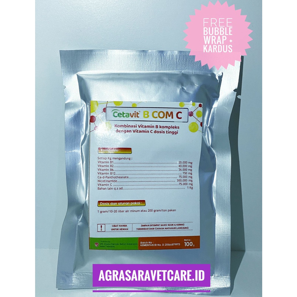 Jual Cetavit C 100 gram vitamin b kompleks + vitamin C ternak