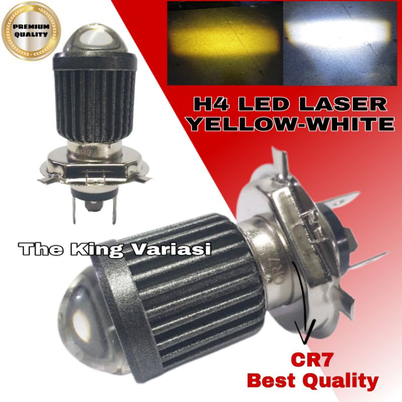 LED DEPAN MOTOR/LAMPU DEPAN H4 LED 3 KAKI LASER LED AC DC 9-80V KUNING PUTIH/LAMPU UTAMA MOTOR/LAMPU