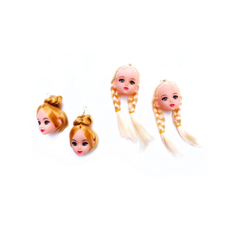 SIY  Creative Yellow Hair Doll Head Toy Drop Earrings Fashion Jewelry for Women Girls