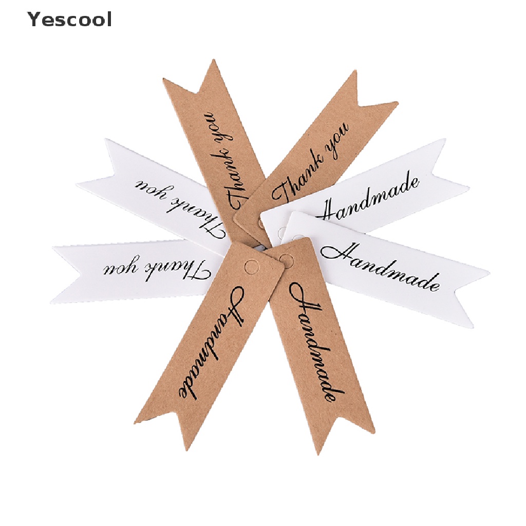 Yescool 100 Vintage Kraft Paper Tags Gift Price Craft Card Name DIY Tags Wedding Favor .