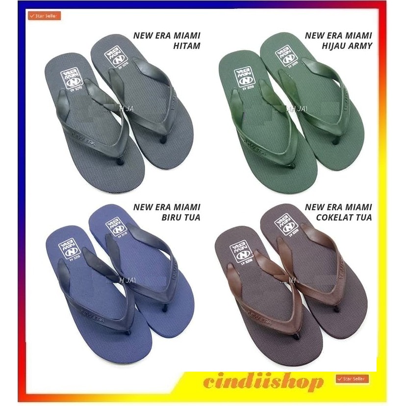 Sandal Jepit Pria NewERA Miami B Dewasa Sendal Karet Cowok New Era Laki