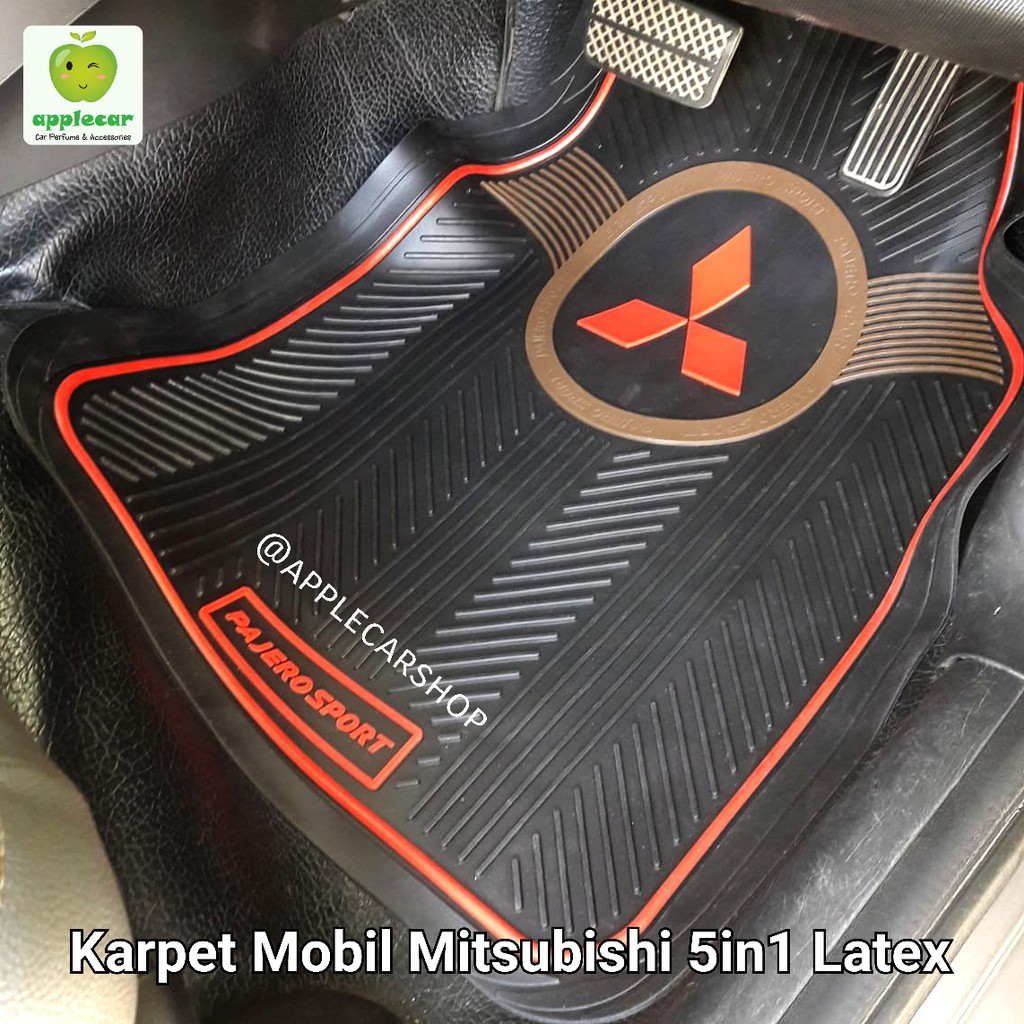 Karpet Mobil Mitsubishi Latex Merah Hitam 5in1