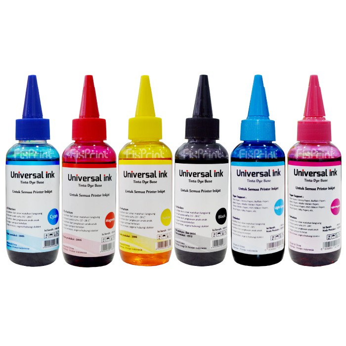 Tinta  uNIVERSAL INK 100ml, Tinta Dye Base Epson Tutup Model Kerucut Murah