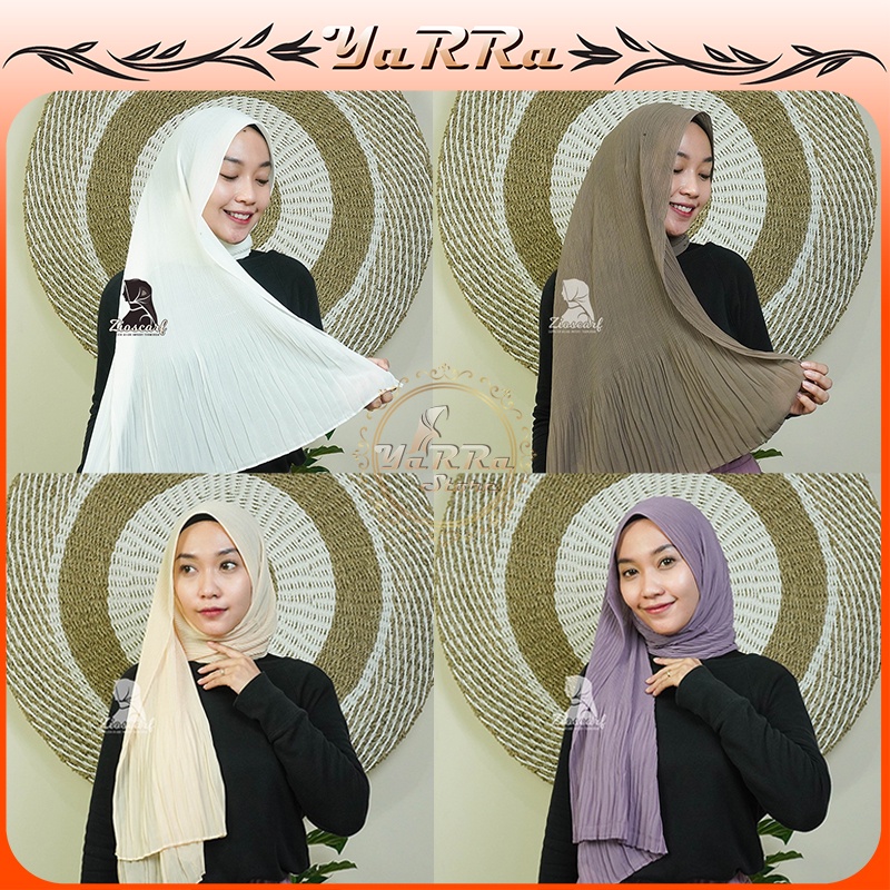 Pashmina Plisket Rumbai kualitas premium butik crush bubble chiffon Half Pleated shawl A57 prisket